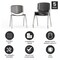 Flash Furniture HERCULES Series 5 Pack 880 lb. Capacity Gray Plastic Stack Chair with Titanium Gray Powder Coated Frame 5-RUT-F01A-GY-GG - alternate 2
